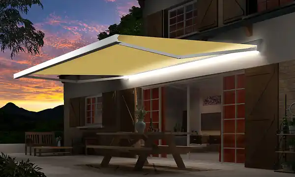 Store Kobe motorisé avec LED - Blanc - L.600xl.350cm SUNSTYL Solde