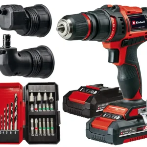 Nouvel Arrivage Perceuse à percussion sans fil 18 V POWER X CHANGE TE-CD 18/45 Li-i (2 batteries + 22 acc.) - EINHELL