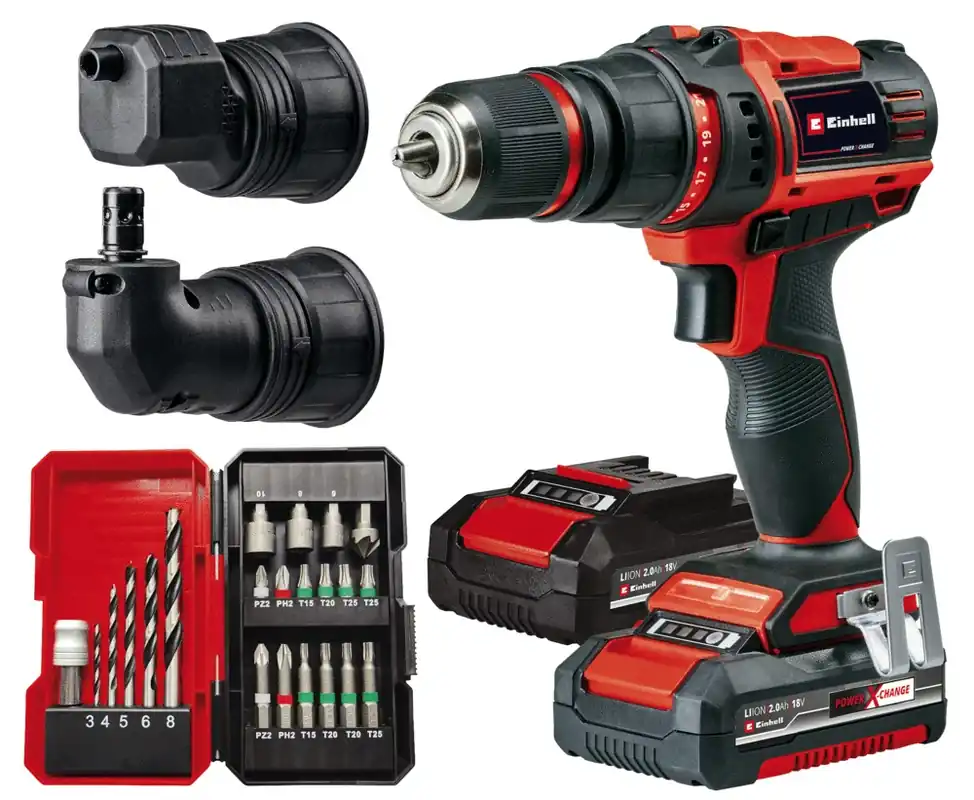 Nouvel Arrivage Perceuse à percussion sans fil 18 V POWER X CHANGE TE-CD 18/45 Li-i (2 batteries + 22 acc.) - EINHELL