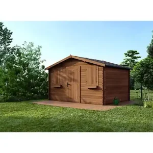 Prix Cassé Abri de jardin en bois - 12m2 - 4x3m - Traité - Ep. 28mm - Couleur marron - DOM418 ALTANKA