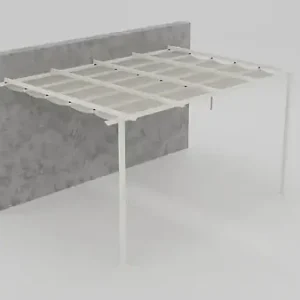 Pergola adossée aluminium - Blanc - H.240xL.300xP.300cm ELSEALU Petit Prix