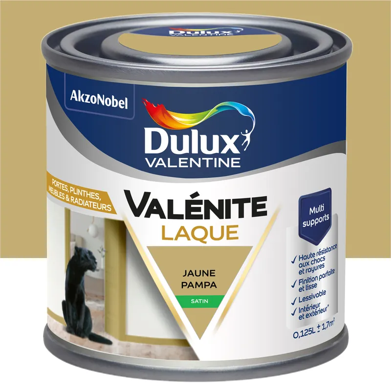Jusqu'à Épuisement Des Stocks Peinture Boiseries Laque Acrylique ValéniteJaune Pampa Satin 125 ML - DULUX VALENTINE