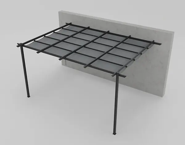 Top Vente Pergola adossée Camus - Gris - 3x3m - H.240xL.300xP.300cm ELSEALU