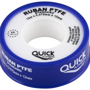 Bon Plan Ruban téflon PTFE 12 mètres ep.0,075 mm x l.12 mm QUICK PLOMBERIE