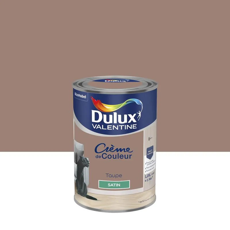 Offre Exclusive Peinture crème de couleur satin taupe 1,25L - DULUX VALENTINE
