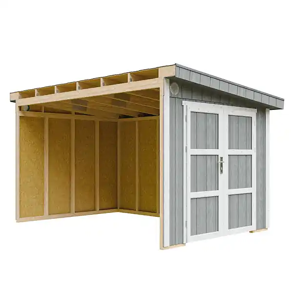 Prix Cassé Abri de Jardin Qualité Premium 8,68 m² - H231x248x412 cm - Sans plancher e paroi latérale - Timbela M939B-CAVERN STEEL