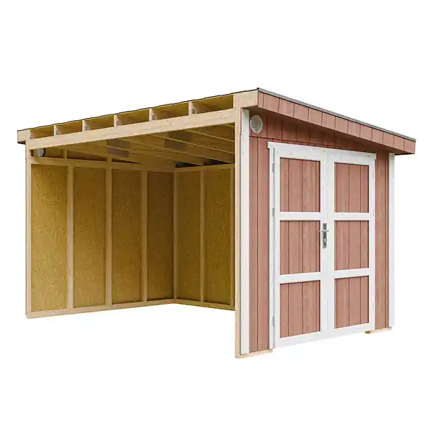 Populaire Abri de Jardin Qualité Premium 8,68 m² - H231x248x412 cm - Sans plancher e paroi latérale - Timbela M939B-REDWOOD RED