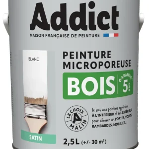 ADDICT Peinture Bois Satin 2.5 L blanc Ral 9016 Bon Plan