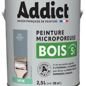 Offre Limitée ADDICT Peinture Bois Satin 2.5 L gris argent Ral 7001