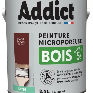 ADDICT Peinture Bois Satin 2.5 L rouge basque Ral 3009 Vente Flash