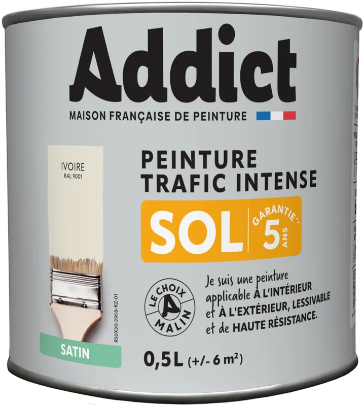 Peinture SOL Satin ivoire Ral 9001 0.5L ADDICT Petit Prix