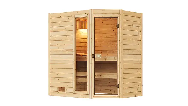 Sauna d‘angle VALIDA 1 GTF en épicéa - L.189xH.203.5xP.139cm WEKA Expédition Rapide