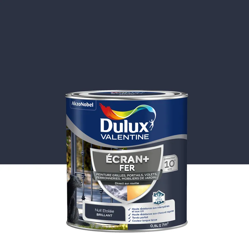 Peinture Ecran+ Fer Brillant Nuit Etoilée 0,5 L - DULUX VALENTINE Meilleure Vente