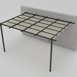 Réduction Pergola camus adosse 4x3 gris avec toile beige ELSEALU