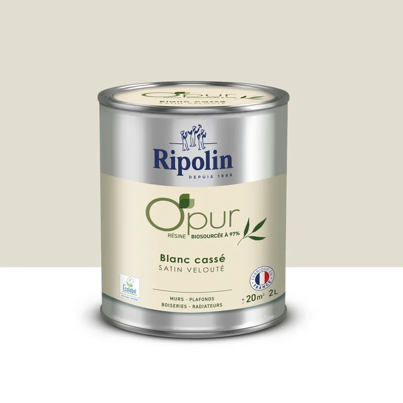Nouveauté Peinture O‘PUR Satin BLANC CASSE 2L - RIPOLIN