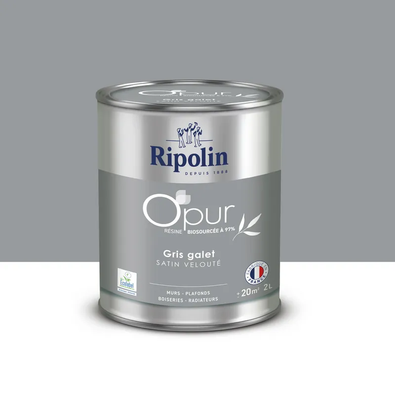 Peinture O‘PUR Satin GRIS GALET 2L - RIPOLIN Vente Directe