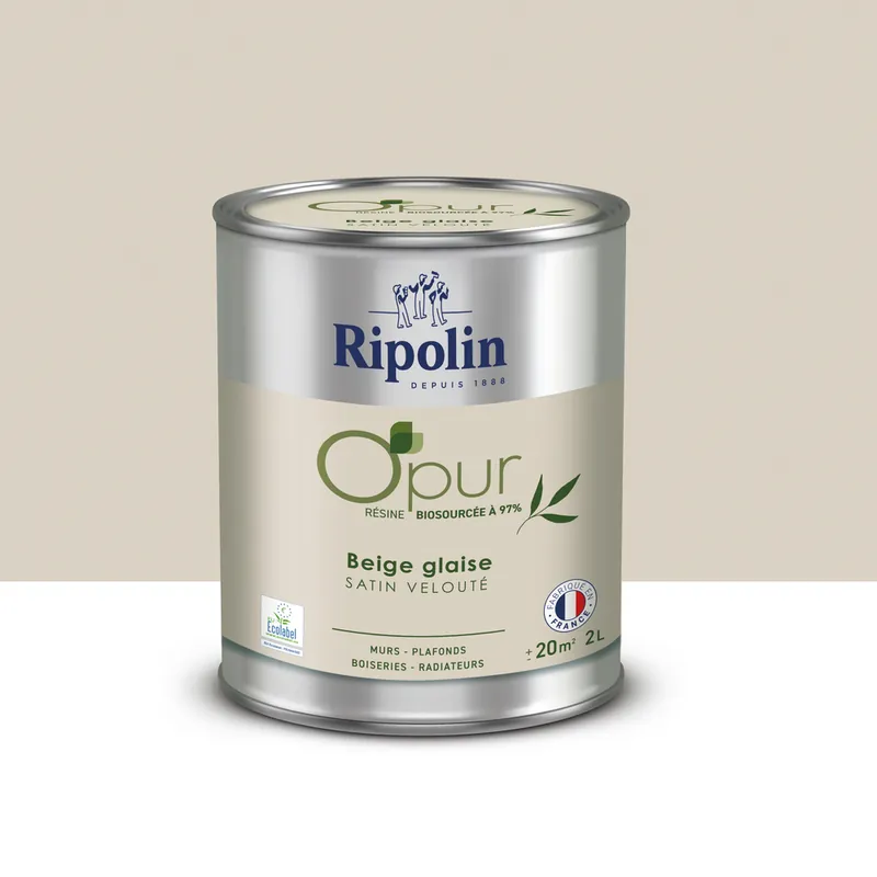 Satisfait Ou Remboursé Peinture O‘PUR Satin BEIGE GLAISE 2L - RIPOLIN