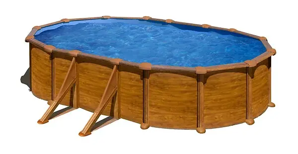 Marque Piscine ovale acier - Imitation bois - L.634xl.399xH.132cm GRE