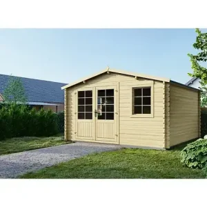 Retour Gratuit Abri de jardin en bois - 15.21m2 - 3.9x3.9m - Ep. 40mm - Couleur naturel - DOM658 ALTANKA