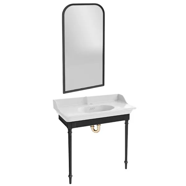 Promotion Saisonnière Console Cléo 1889 avec plan vasque + miroir + siphon or JACOB DELAFON