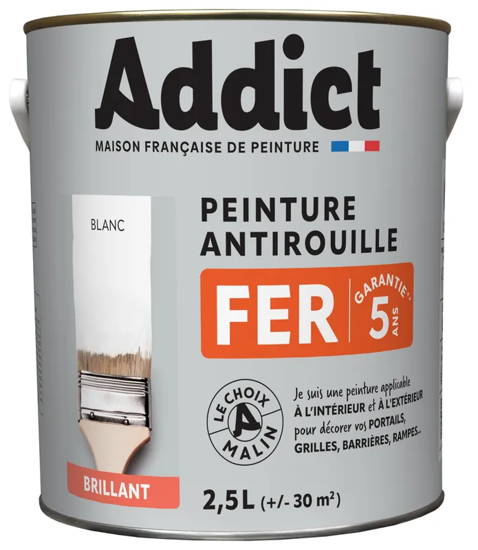 ADDICT Peinture FER Brillant blanc Ral 9016 2.5 L Marque