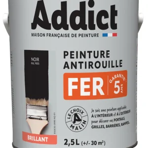 Acheter En Ligne ADDICT Peinture FER Brillant noir ral 9005 2.5 L