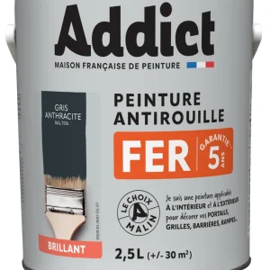 Acheter Direct ADDICT Peinture FER Brillant gris anthracite ral 7016 2.5 L