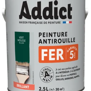 Nouvel Arrivage ADDICT Peinture FER Brillant vert mousse ral 6005 2.5 L