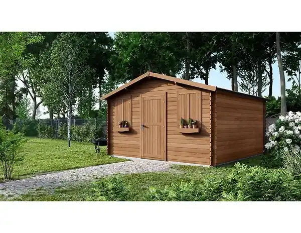 Acheter Direct Abri de jardin en bois - 16m2 - 4x4m - Traité - Ep. 28mm - Couleur marron - DOM144 ALTANKA