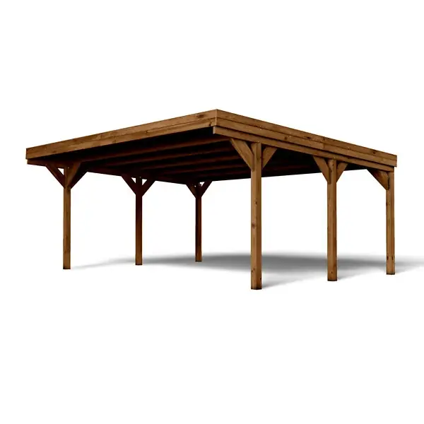 Soldes Carport double bois Victor - Marron - L.604xH.269xP.512cm CERLAND