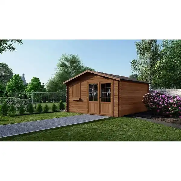 Paiement Sécurisé Abri de jardin en bois - 16m2 - 4x4m - Traité - Ep. 28mm - Couleur marron - DOM181 ALTANKA