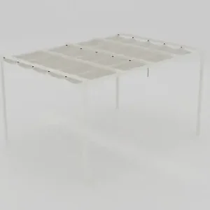 Paiement Sécurisé Pergola autoportante Camus en aluminium 4x3m - Blanc - Toile beige - H.240xL.400xP.300cm ELSEALU