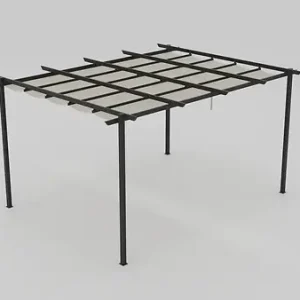 Pergola autoportante Camus 4x3m - Gris - Toile beige ELSEALU Usine Directe