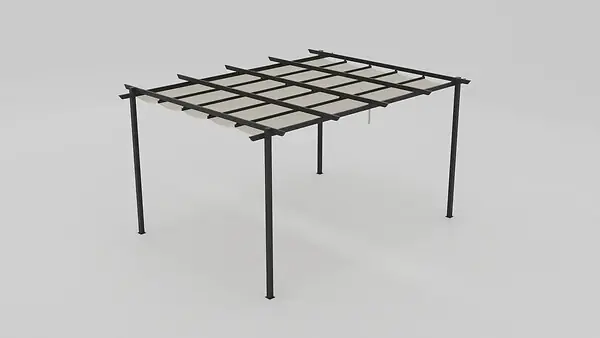 Pergola autoportante Camus 4x3m - Gris - Toile beige ELSEALU Usine Directe