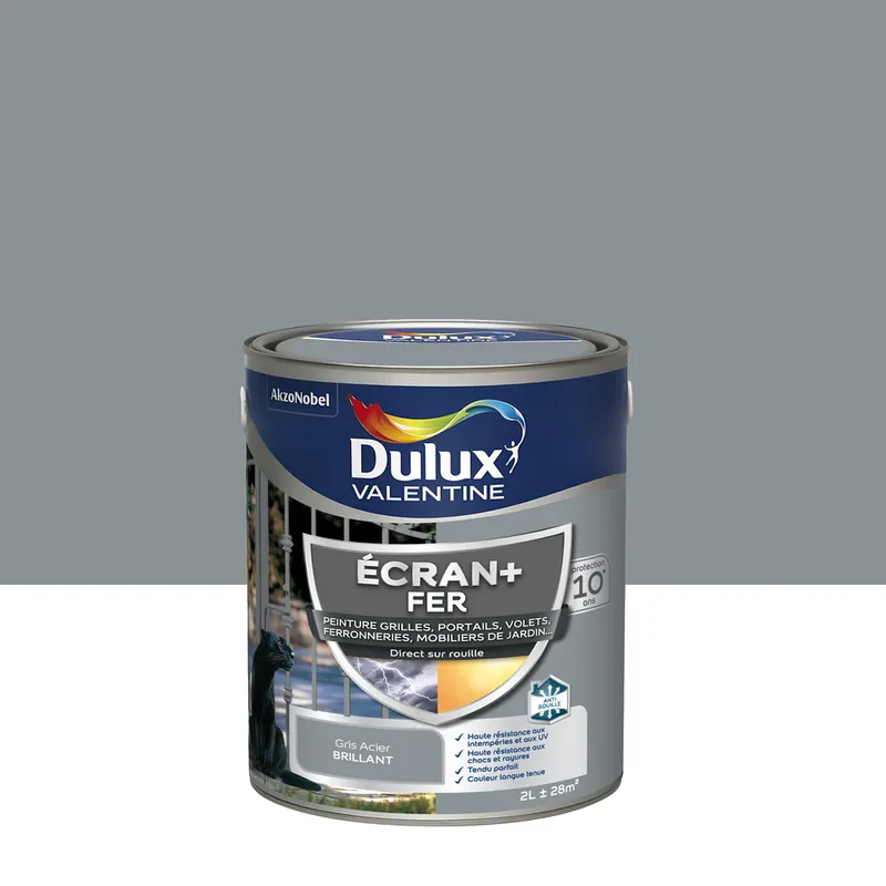 Commande En Gros Peinture Ecran+ Fer Brillant Gris Acier 2 L - DULUX VALENTINE