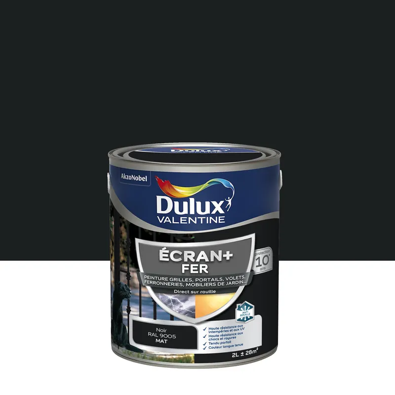 Offre Limitée Peinture Ecran+ Fer Mat Noir Mat 2 L - DULUX VALENTINE