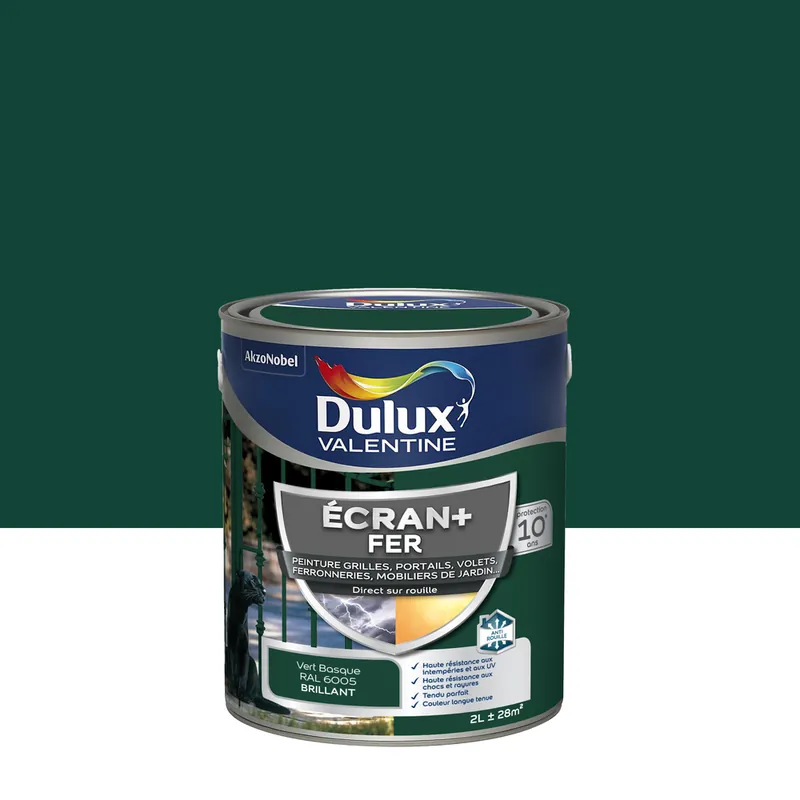 Offre Du Jour Peinture Ecran+ Fer Brillant Vert Basque 2 L - DULUX VALENTINE