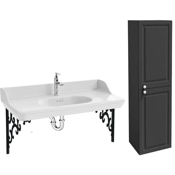 Pack plan vasque suspendu Cléo 1889 + colonne droite + robinet chromé + siphon chromé JACOB DELAFON Bon Marché
