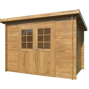 Nouveauté Abri de jardin en bois autoclave marron Alice - 7,1 m² hors-tout - Livraison à domicile incluse - PALMAKO