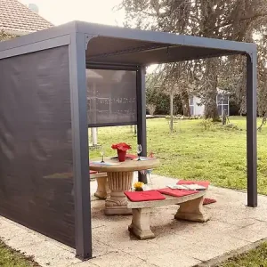 Pergola bioclimatique alu - Gris anthracite - L.240xl.300cm HABRITA Seulement Aujourd'hui