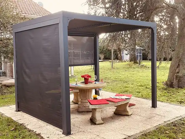 Pergola bioclimatique alu - Gris anthracite - L.240xl.300cm HABRITA Seulement Aujourd'hui