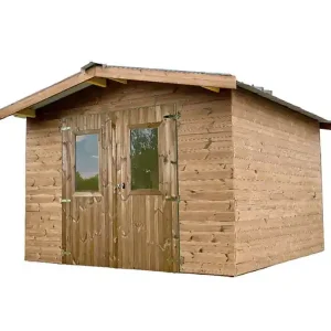Réduction Abri de jardin en bois épicéa - Bois naturel - L.342xP.360xH.232cm HABRITA