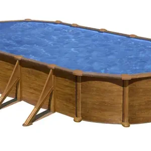 Piscine ovale acier imitation bois - L.744xl.399xH.132cm GRE Offre Spéciale