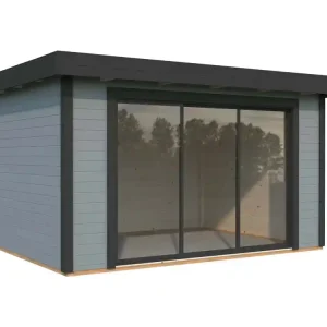Studio de jardin en bois peint gris Lydia - ép.28mm - 15 m² hors-tout - WHITE WOOD Affaire À Saisir