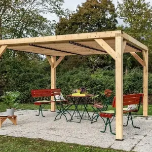 Retour Gratuit Auvent Veneto en douglas massif - 3.39x3.60m HABRITA