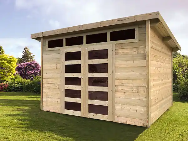 Haute Qualité Abri de jardin bois Venezia - Naturel - L.381xP.319xH.233cm SOLID