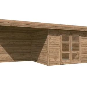 Usine Directe Abri bois CHATEL 5 avec extension - Brun LASITAMAJA