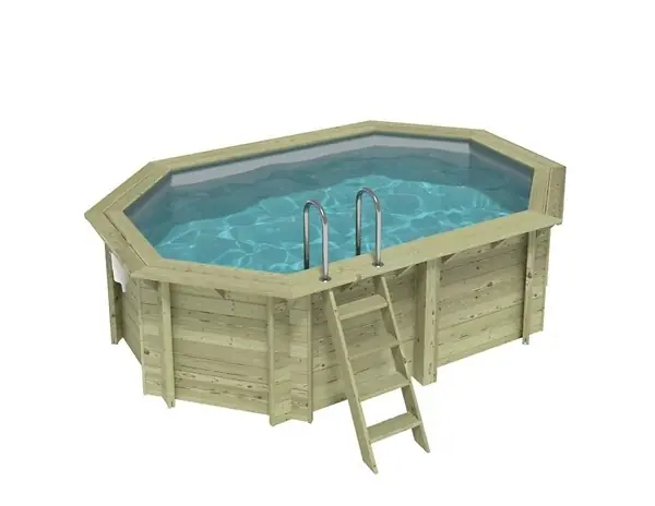 Piscine hors sol en bois NEMO 4.3 x 3 - H.1.18 m, gris clair, fixations à sceller - BAS7302OSPI2 ALTANKA Nouvel Arrivage