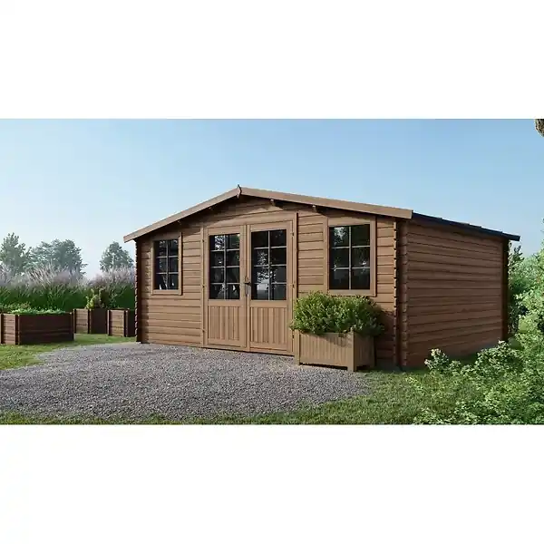 Dernier Modèle Abri de jardin en bois - 20m2 - 5x4m - Traité - Ep. 28mm - Couleur marron - DOM566 ALTANKA