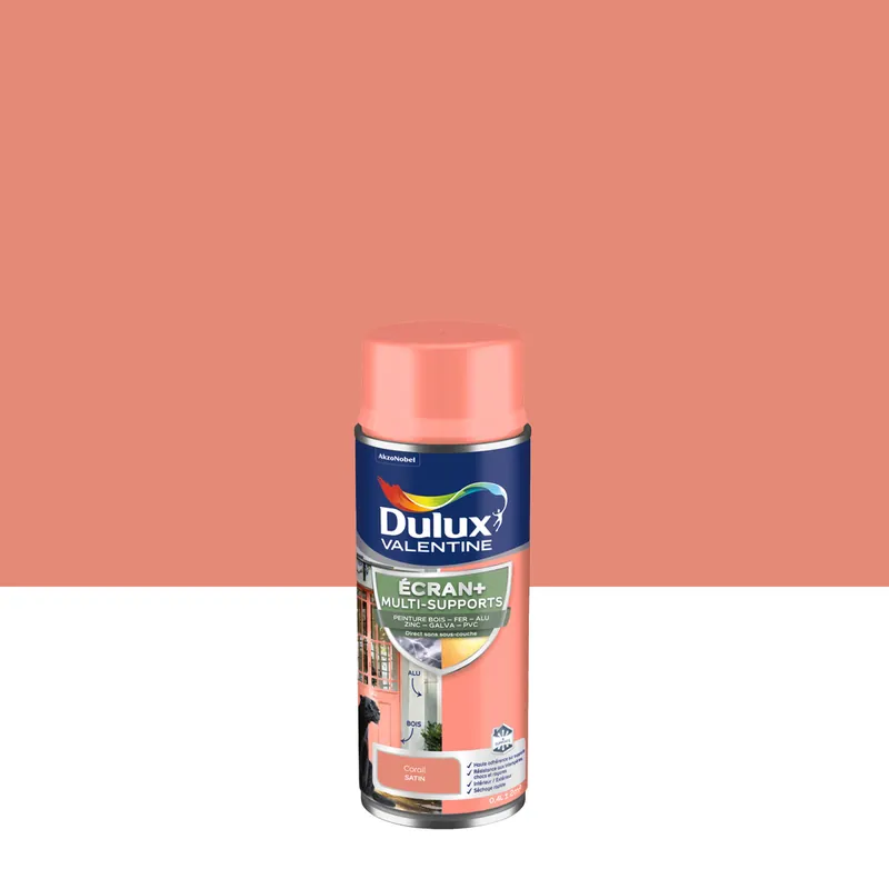 Peinture aérosol Ecran+ Multi-supports Dulux Valentine Satin Corail 0,4 L Nouvelle Collection